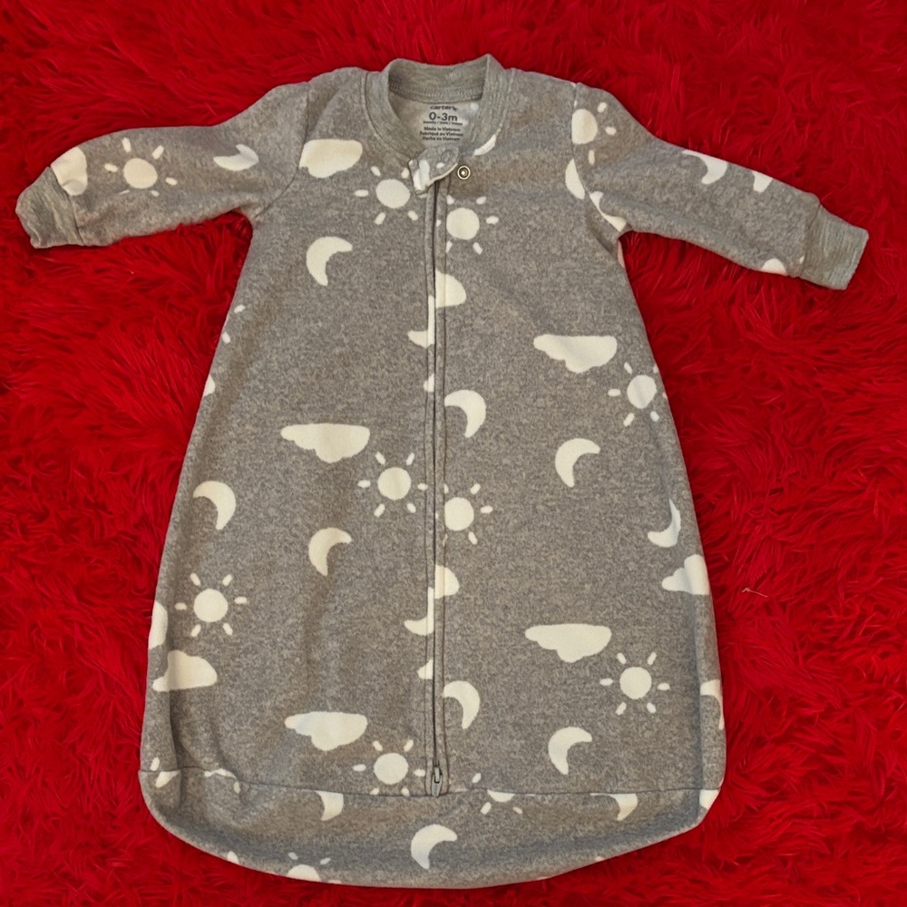 Carter's Gray Sleep Sack with Moon and Sun Pattern